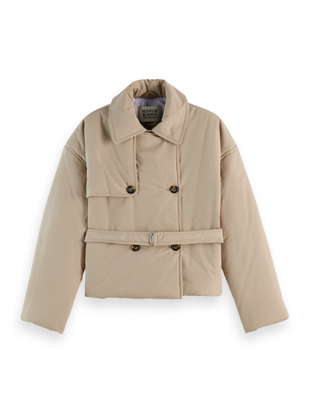 Lightweight padded poplin trench
