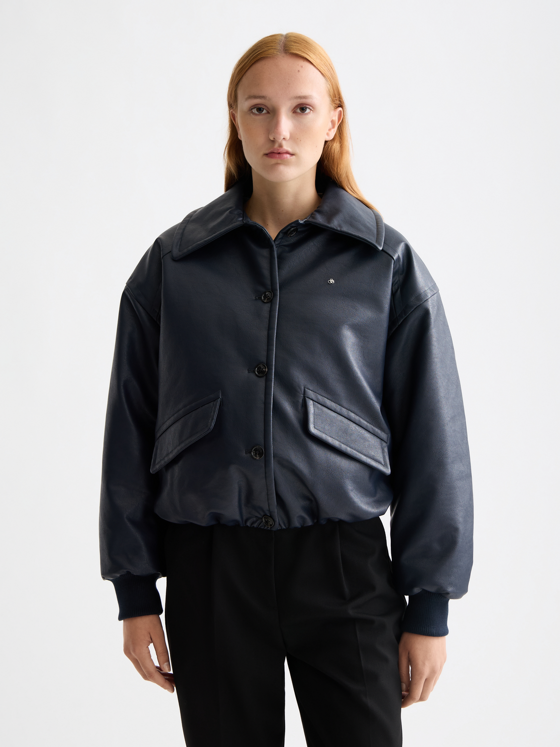Vegan leather bomber jacket