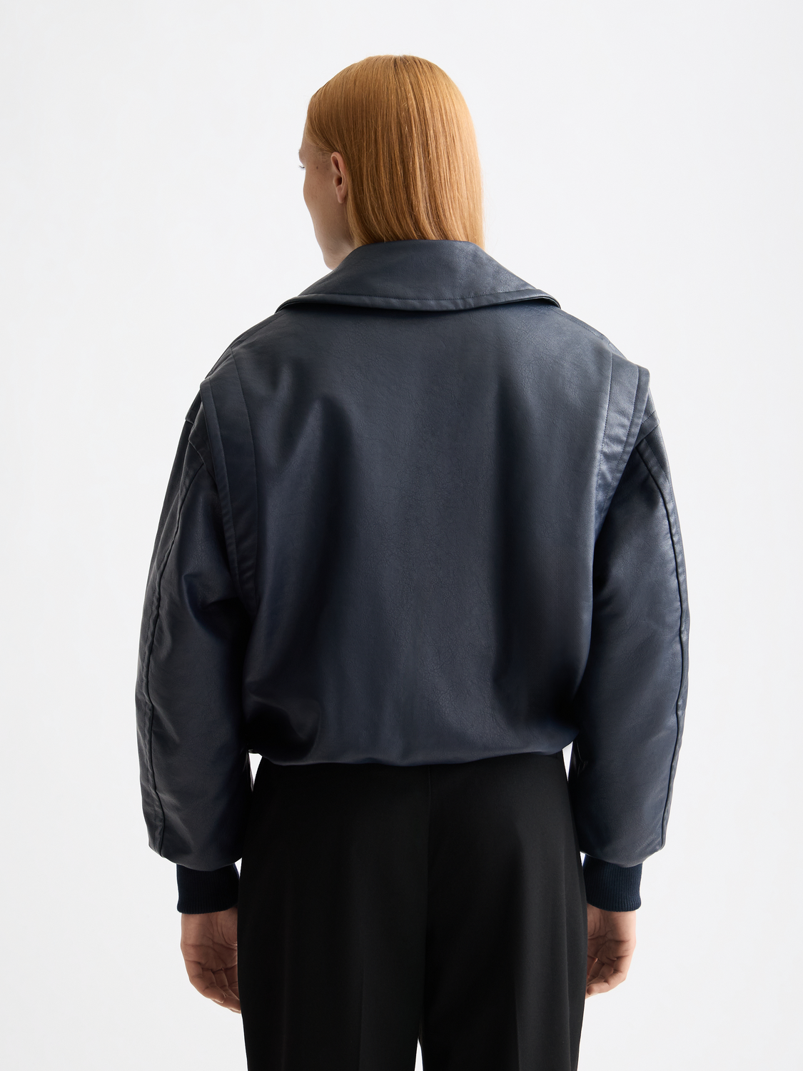 Vegan leather bomber jacket