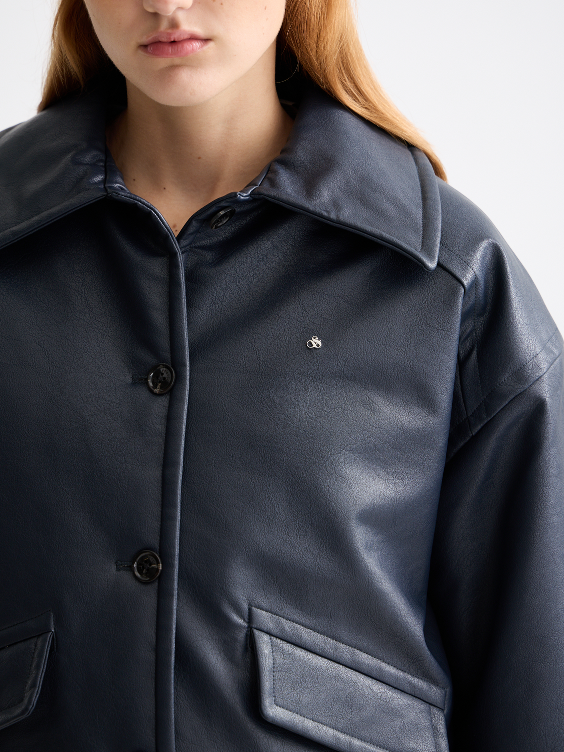 Vegan leather bomber jacket