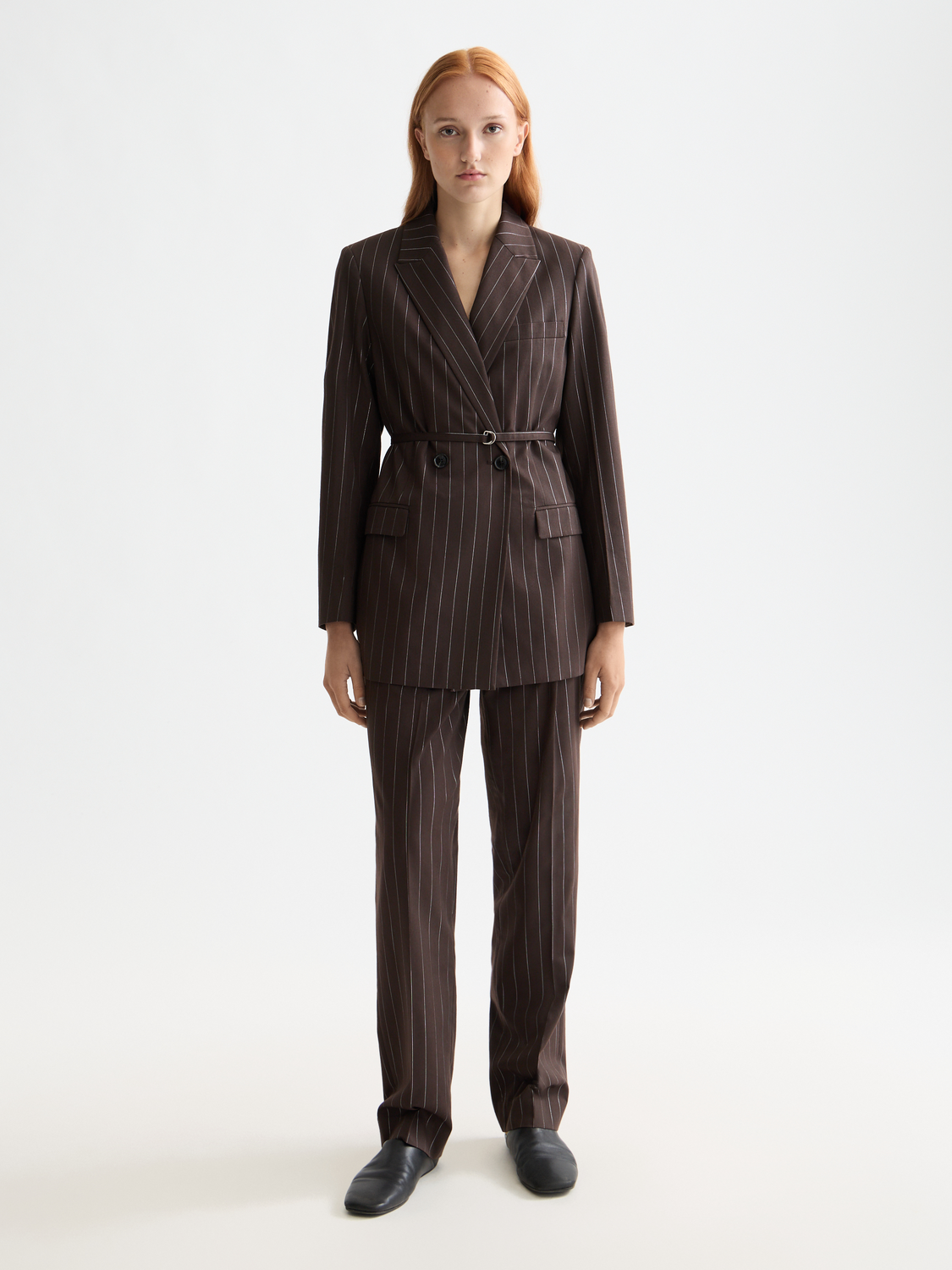 Double breasted lurex pinstripe blazer