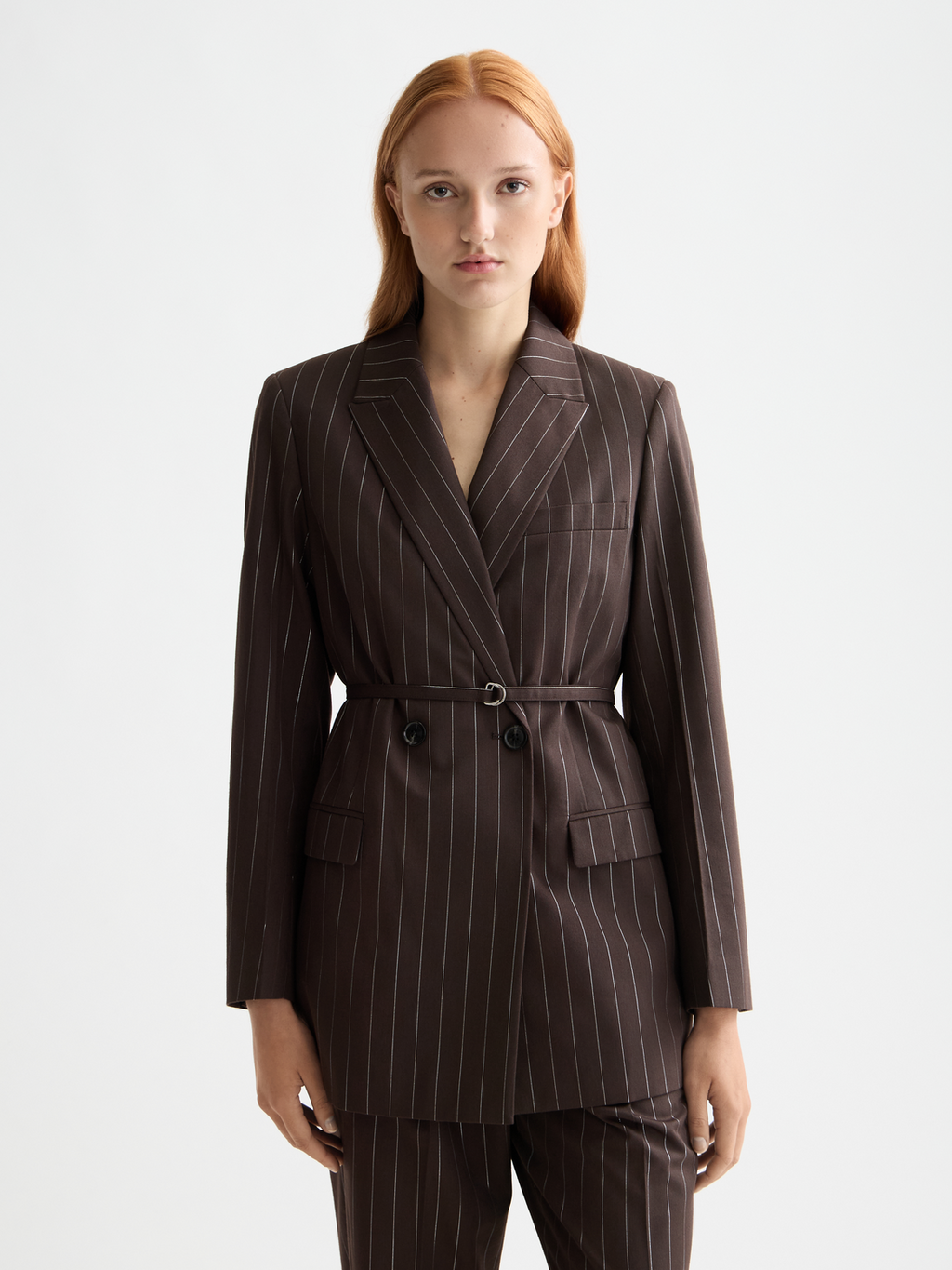 Double breasted lurex pinstripe blazer