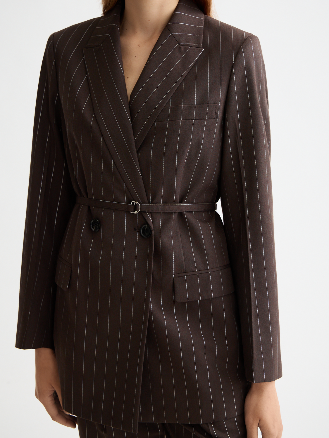 Double breasted lurex pinstripe blazer