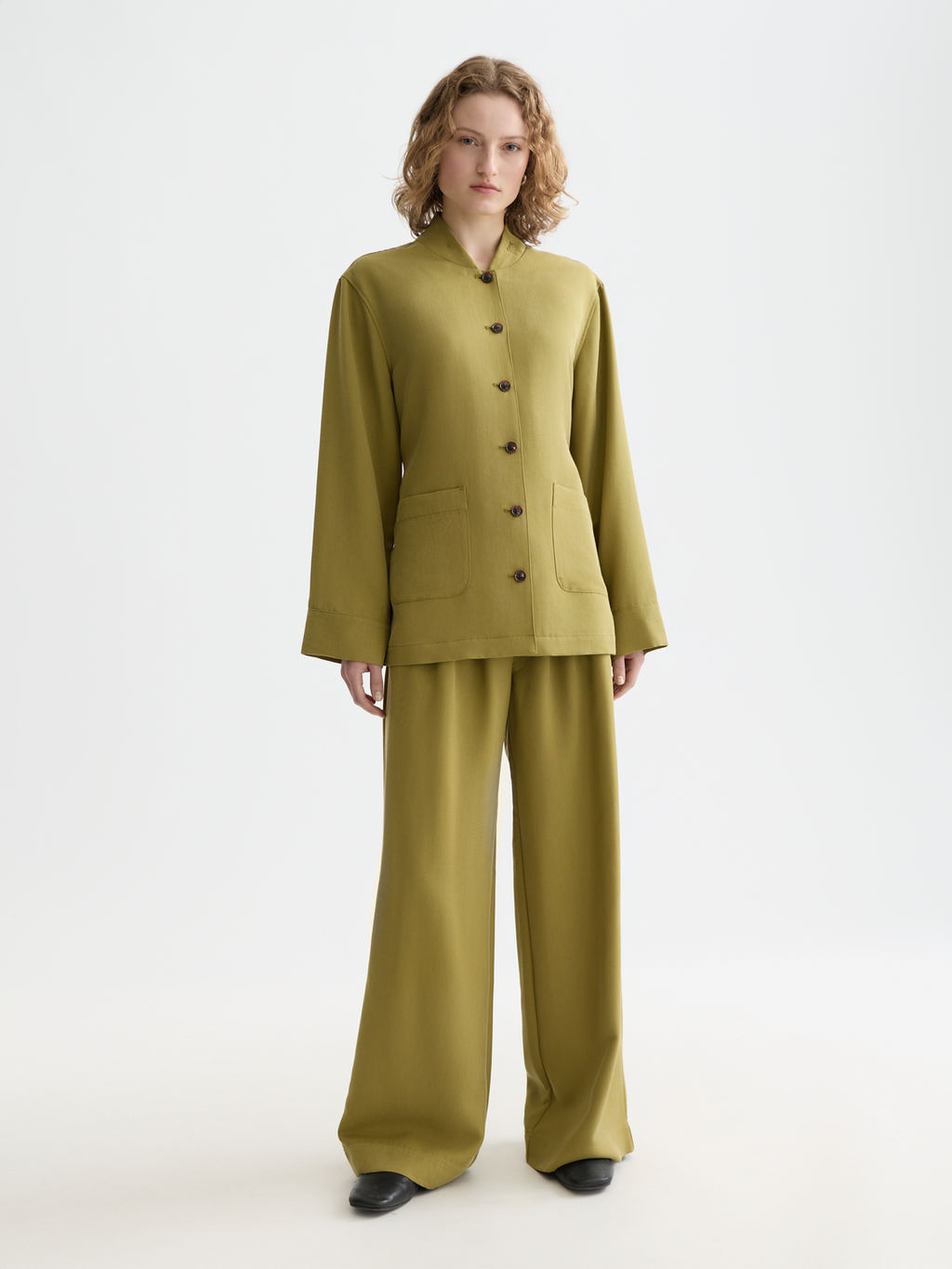 Viscose twill belted blazer