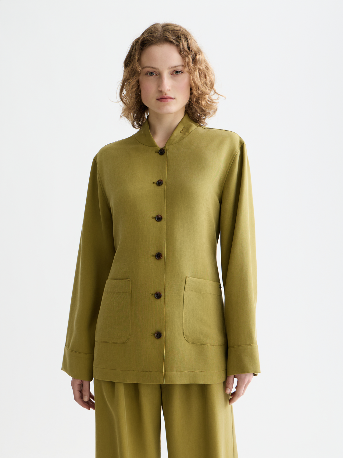 Viscose twill belted blazer