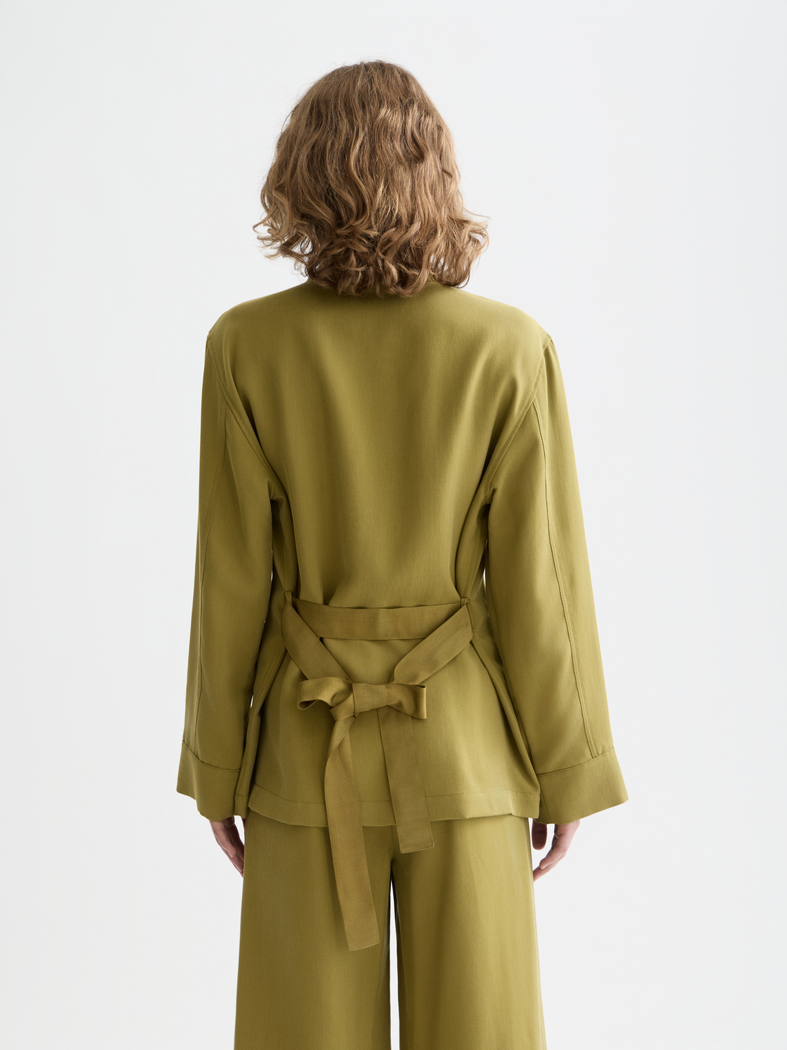 Viscose twill belted blazer