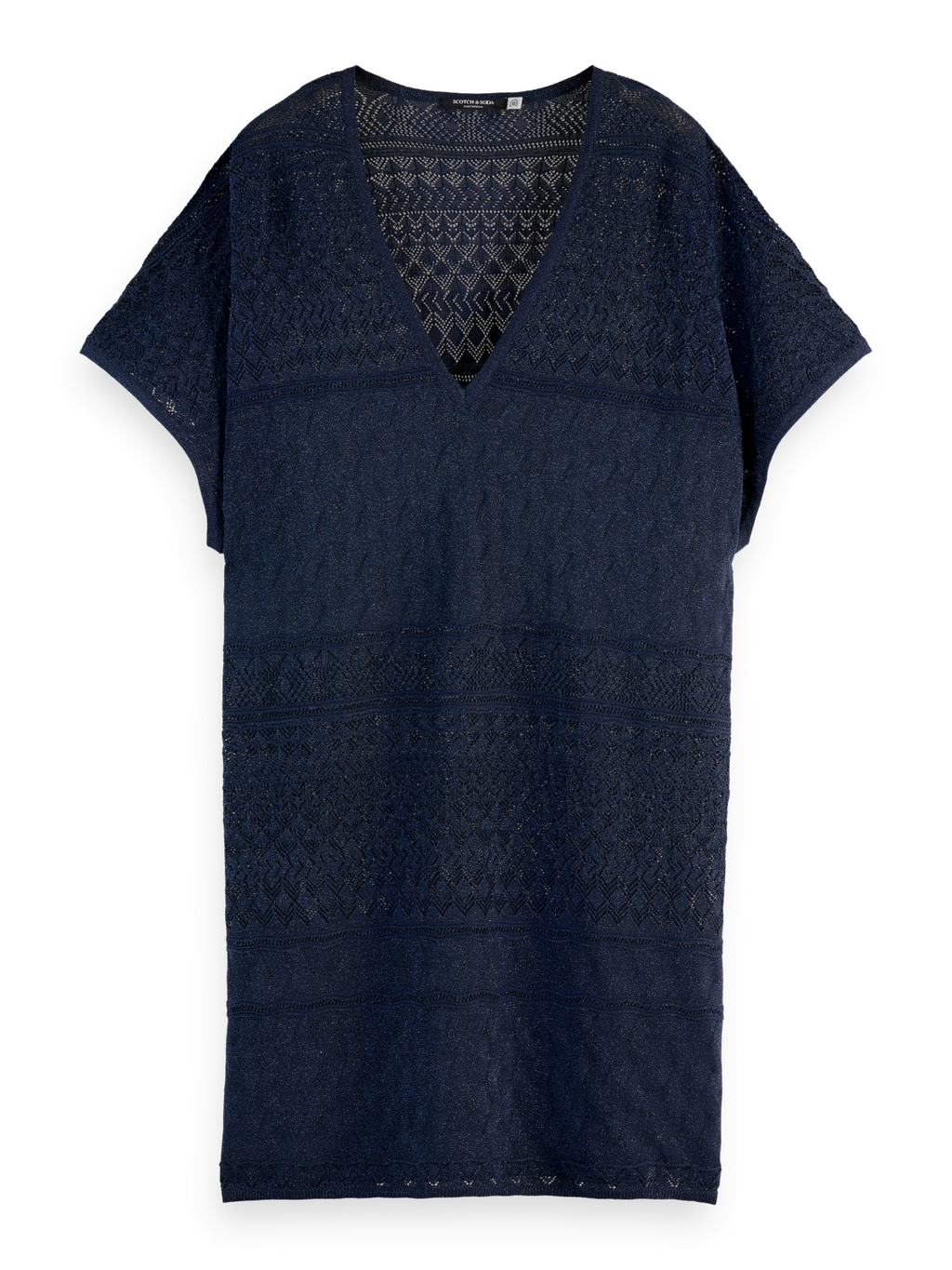 Metallic pointelle knitted tunic