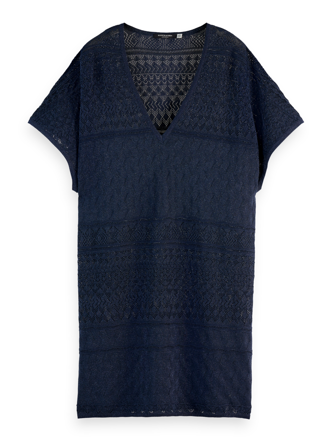 Metallic pointelle knitted tunic