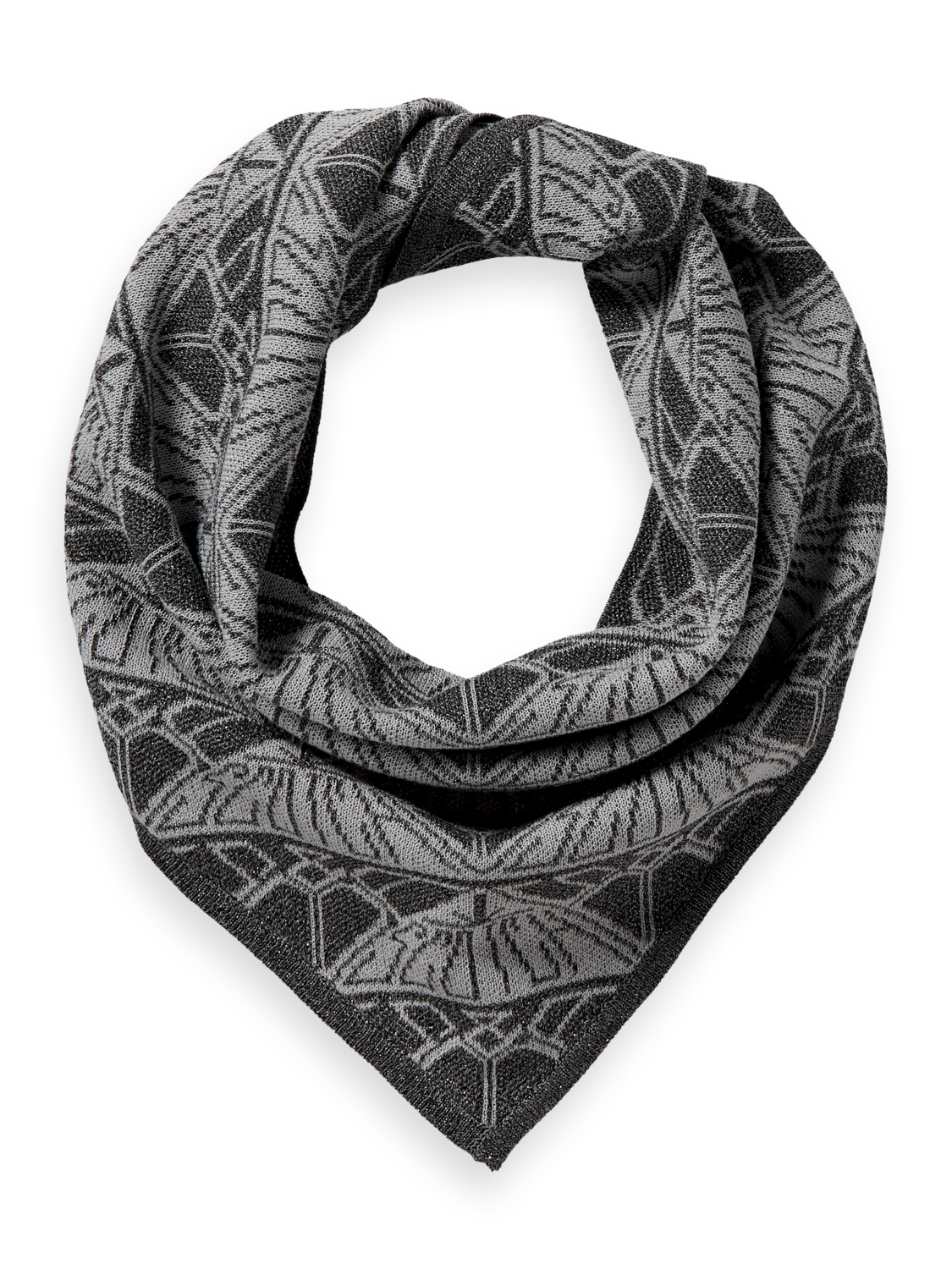 Jacquard knitted triangle scarf