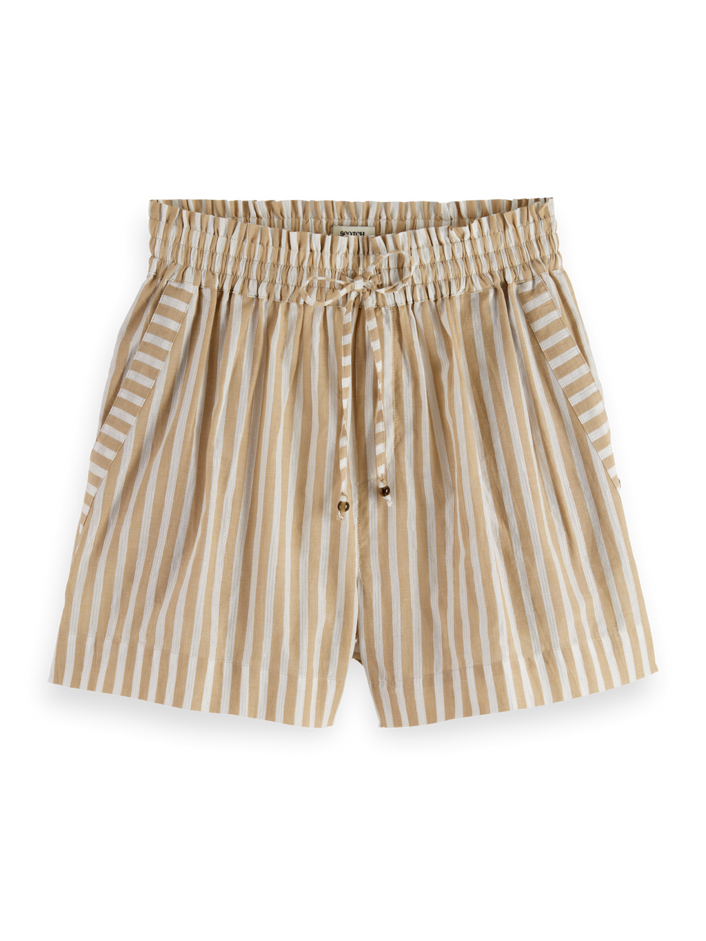 High rise Lurex stripe printed shorts