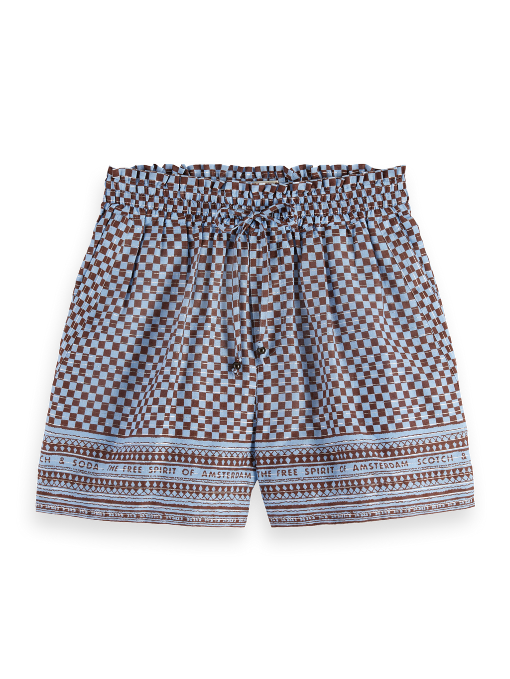 High rise Lurex stripe printed shorts