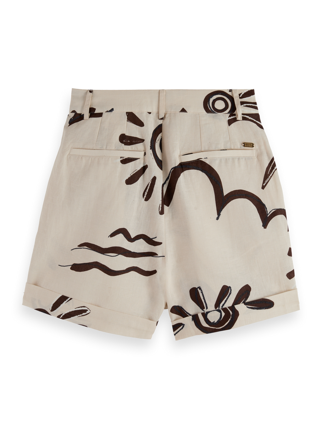 High rise linen printed shorts