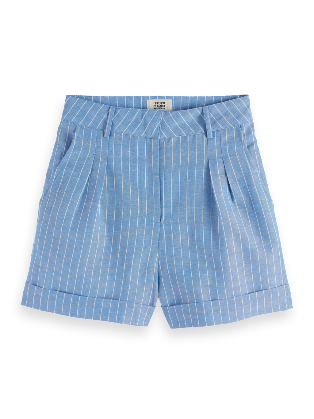 High rise linen printed shorts