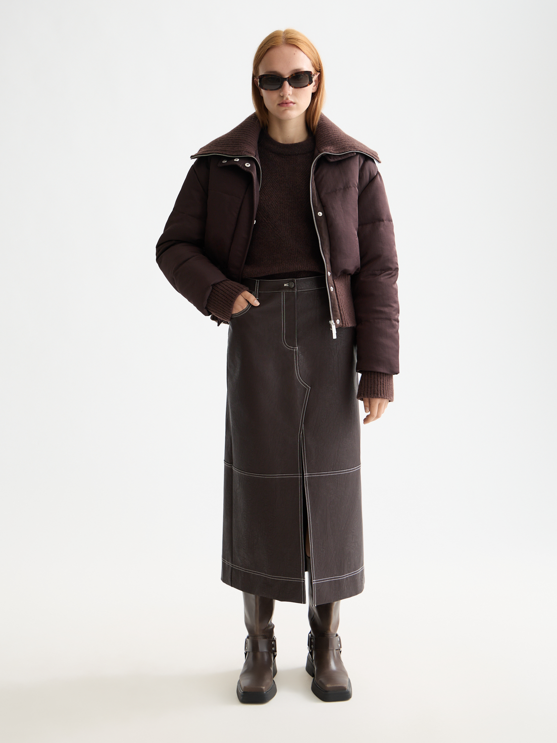 Vegan Leather midi skirt