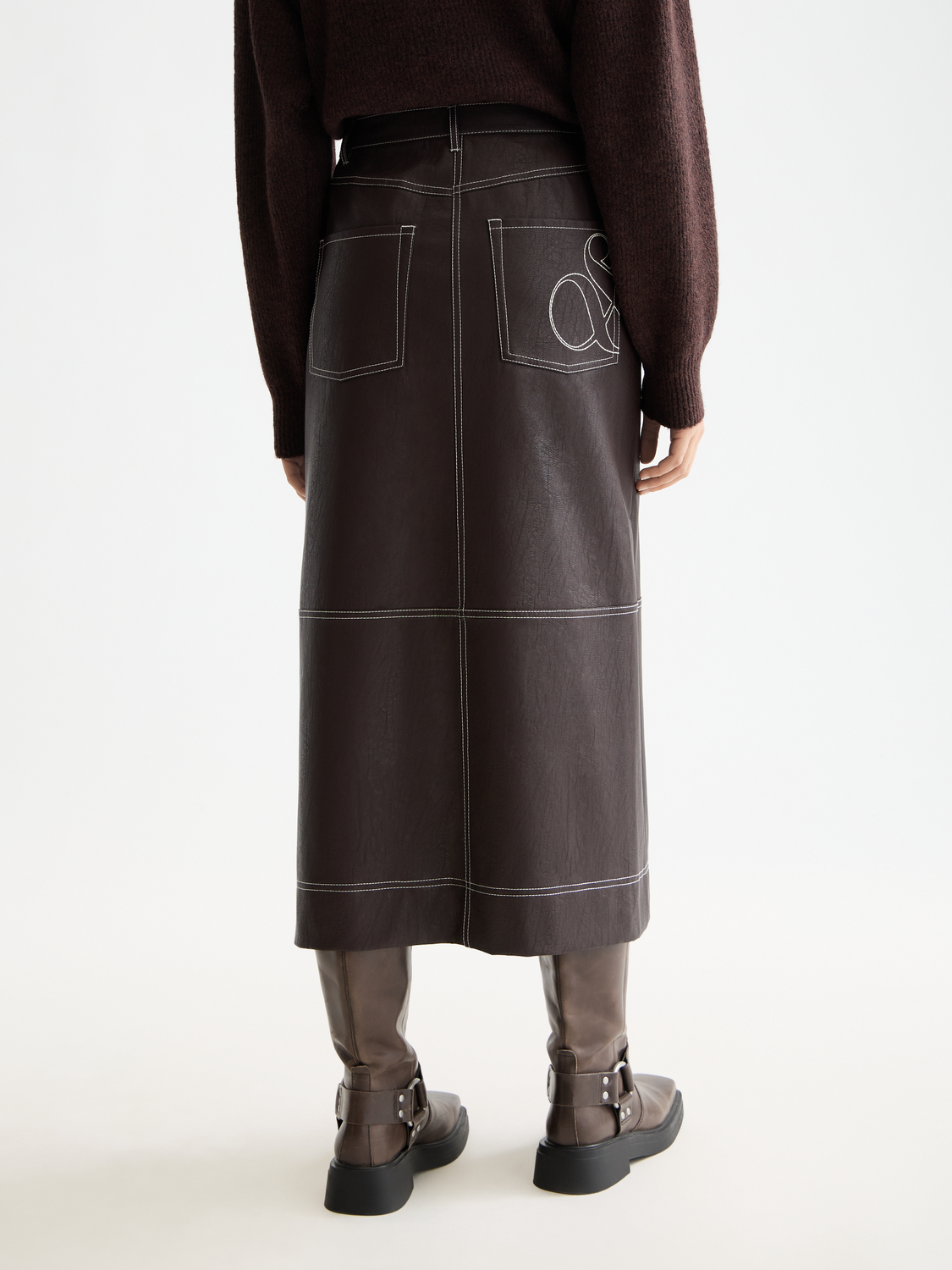 Vegan Leather midi skirt