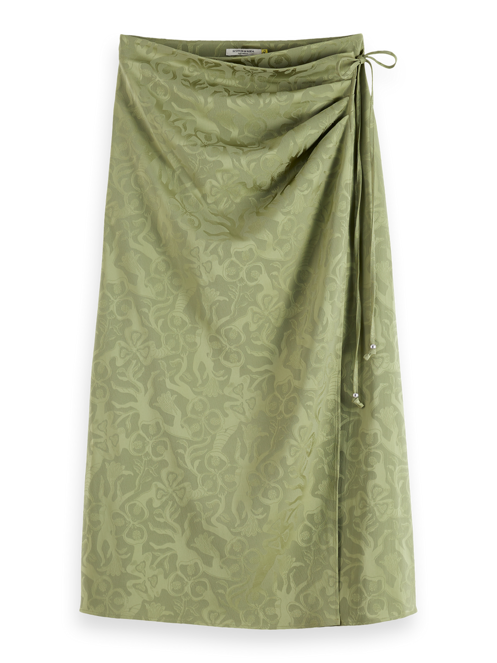 Fluid wrapped midi skirt