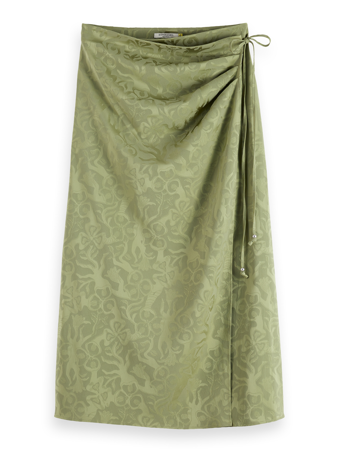 Fluid wrapped midi skirt