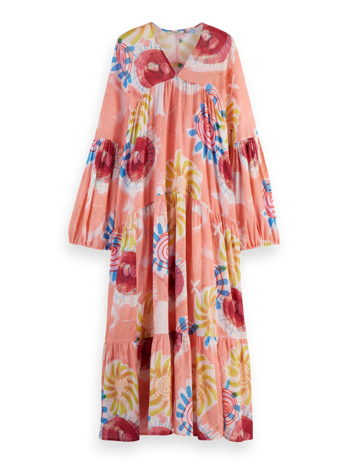 Printed crinkle maxi dress