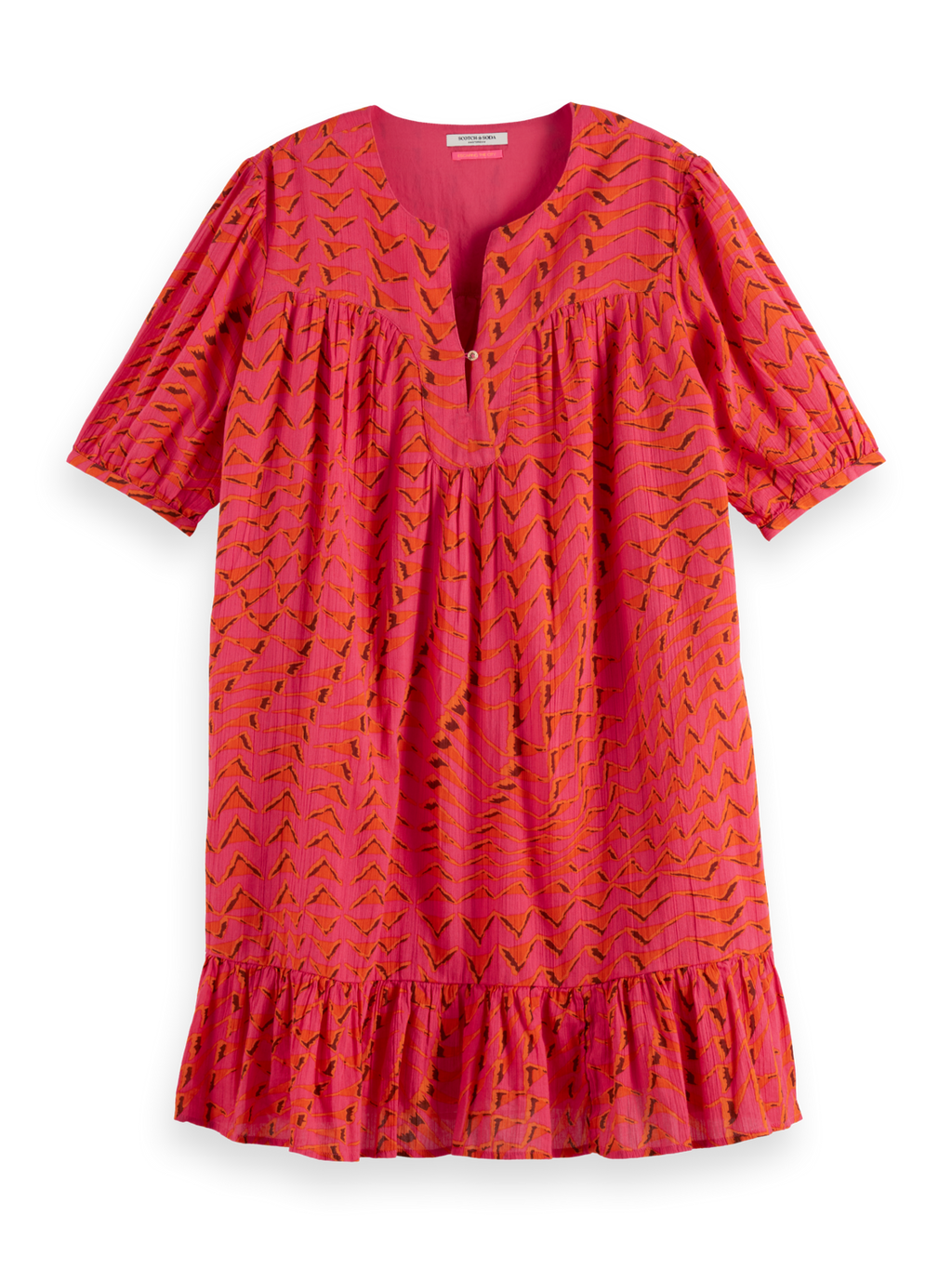 Printed Crinkle Mini Dress