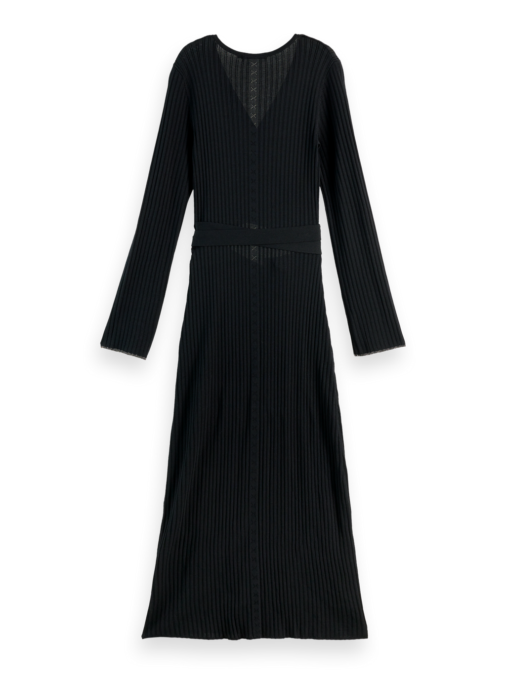 Skinny rib knitted wrap dress