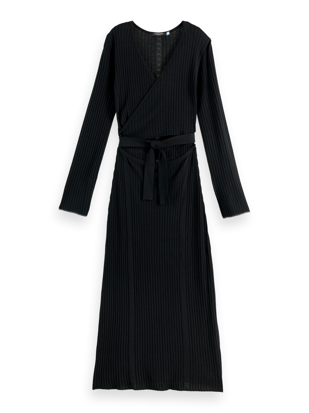 Skinny rib knitted wrap dress