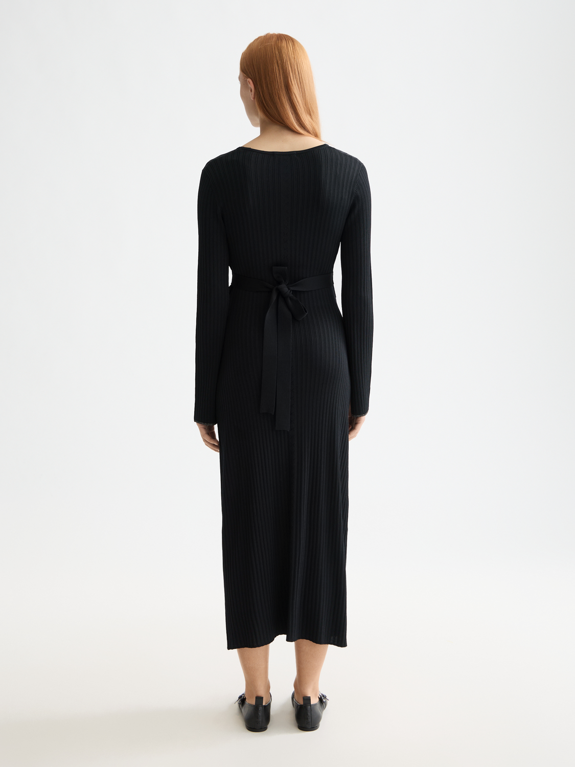 Skinny rib knitted wrap dress