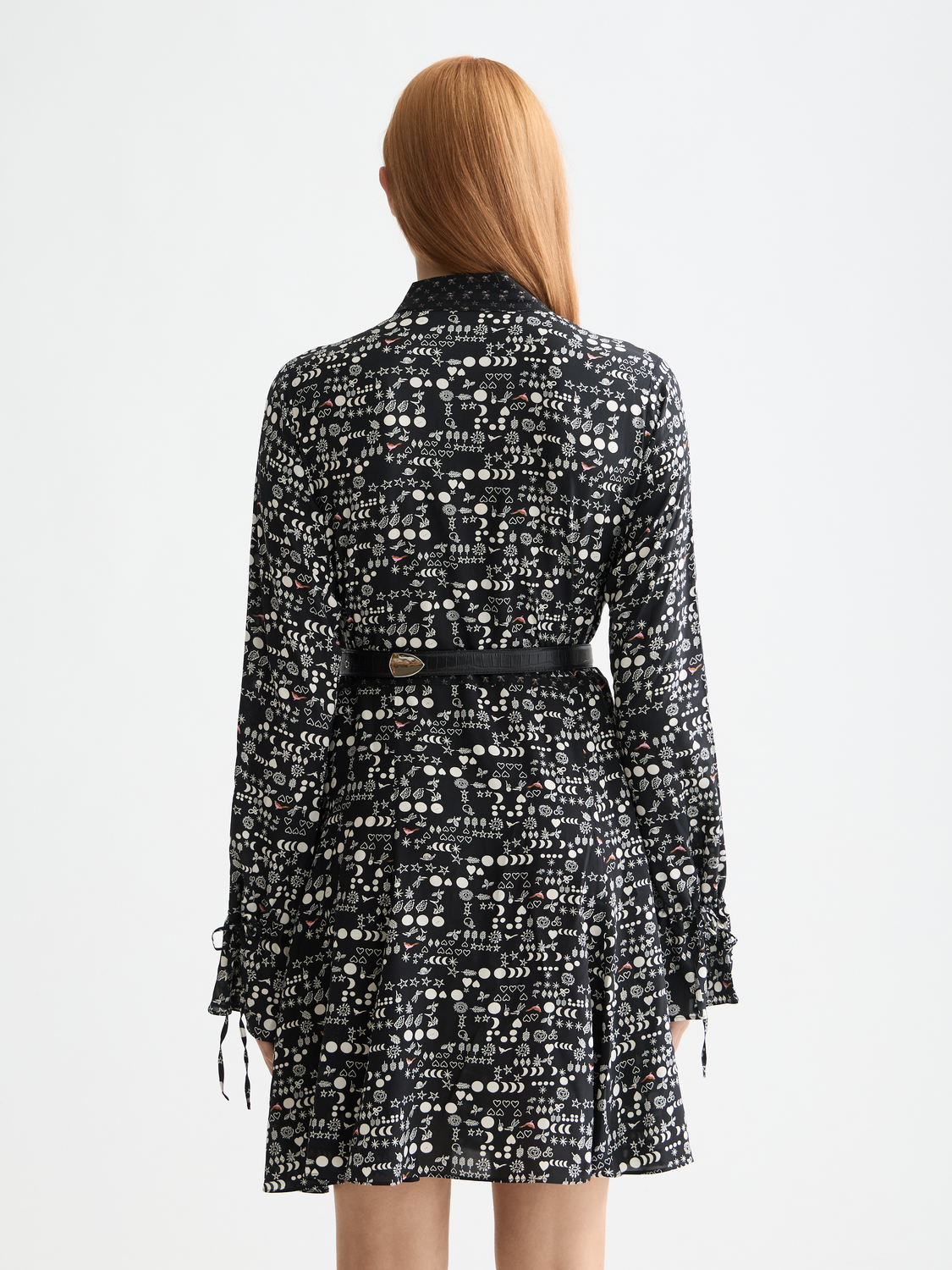 Printed long sleeve mini dress
