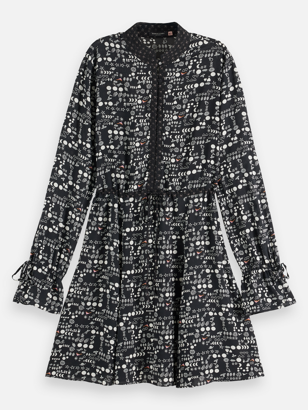 Printed long sleeve mini dress