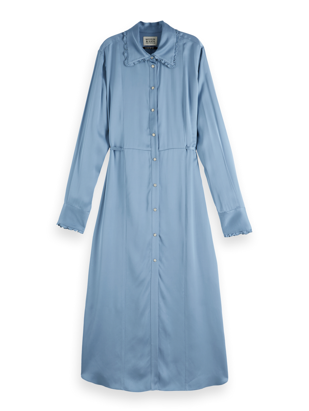 Midi ruffle shirt dress
