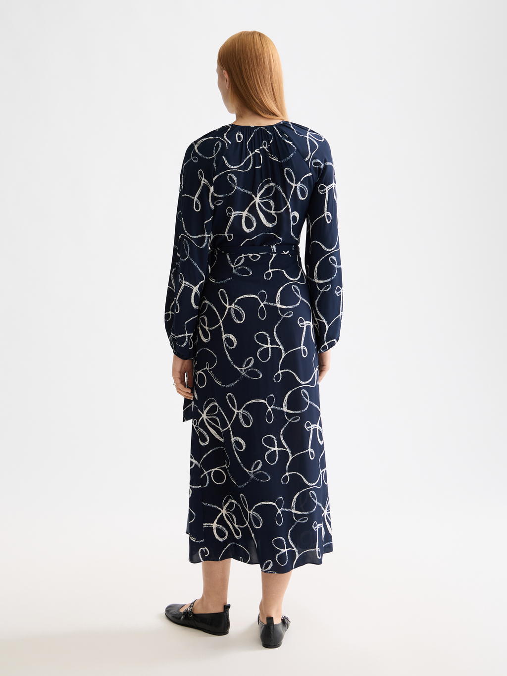 Midi print wrap dress