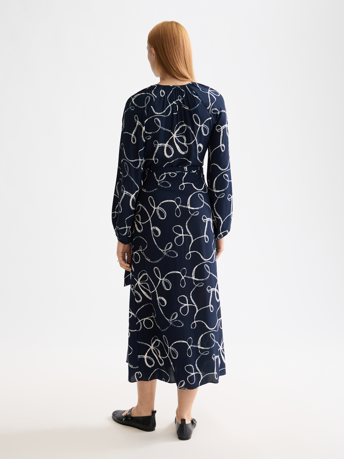Midi print wrap dress