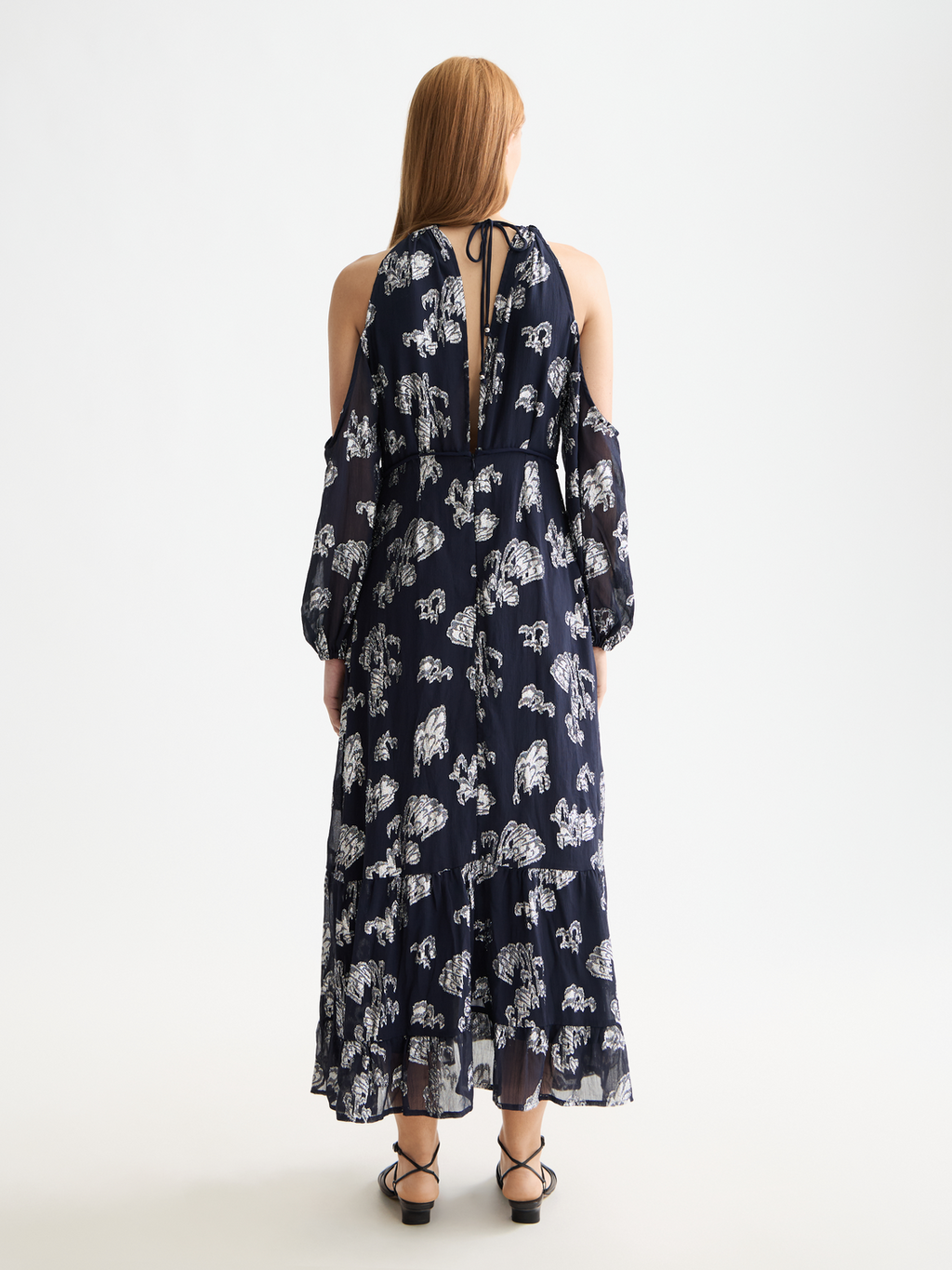 Fil coupe open shoulder maxi dress