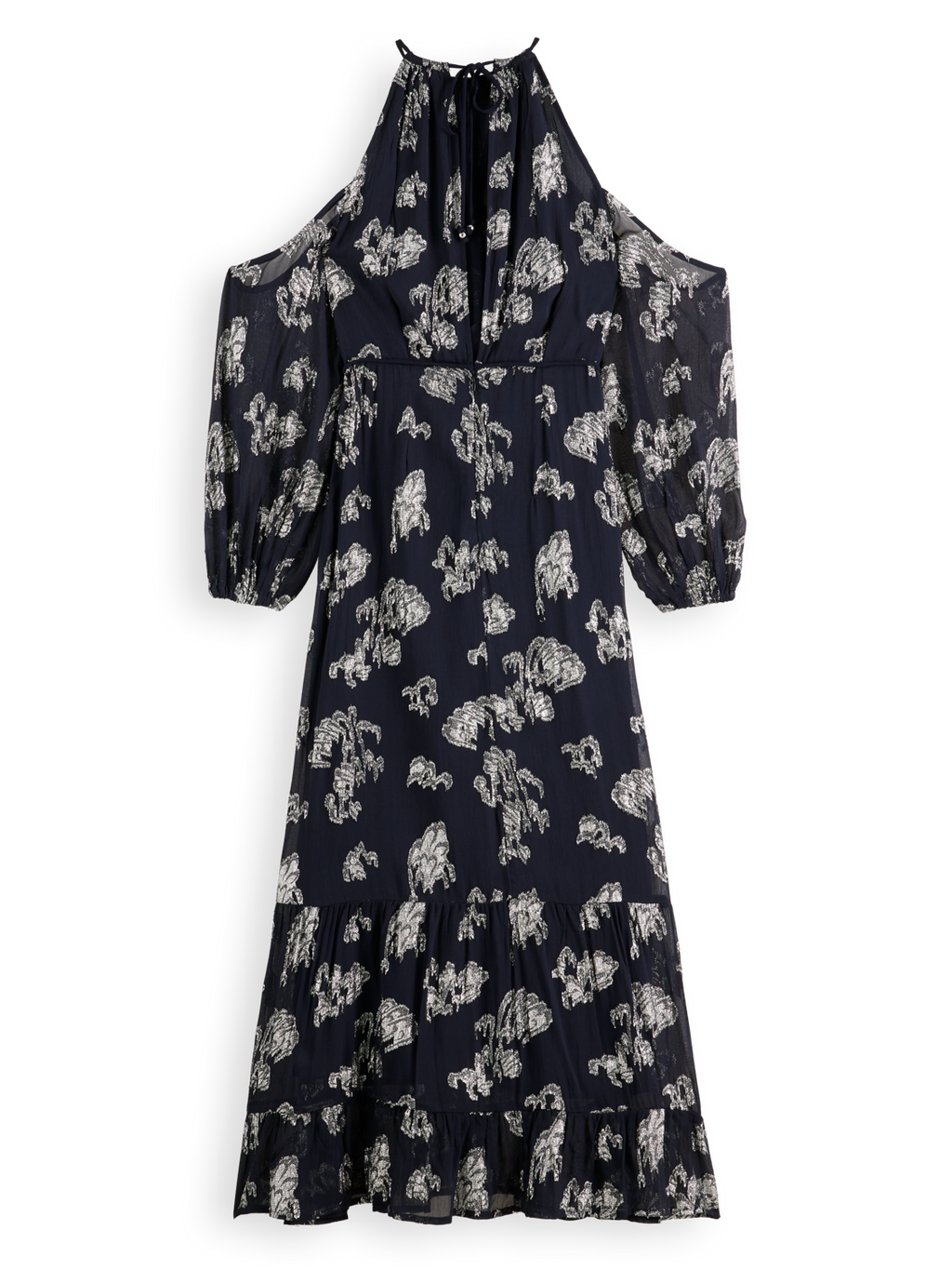 Fil coupe open shoulder maxi dress
