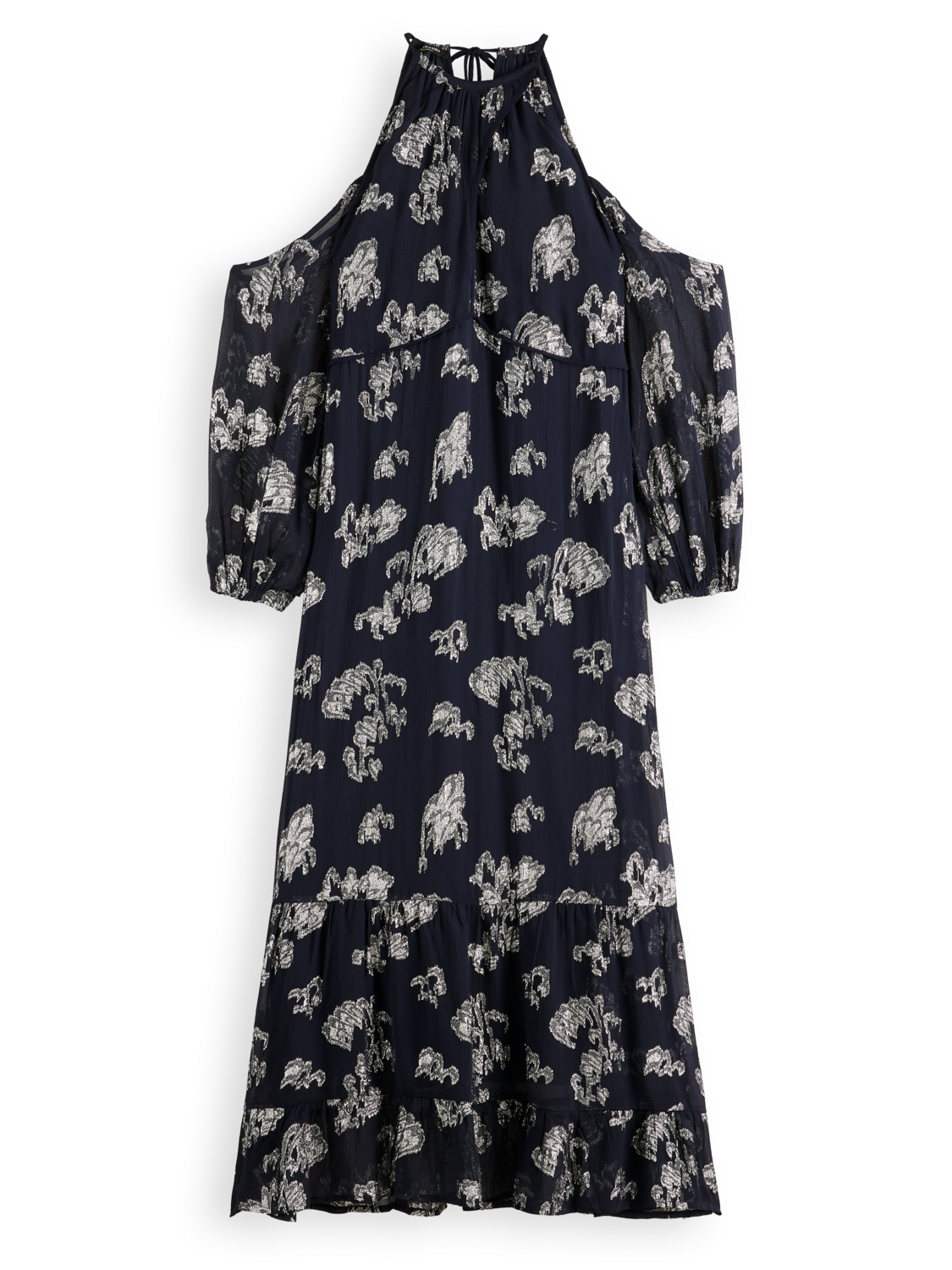 Fil coupe open shoulder maxi dress