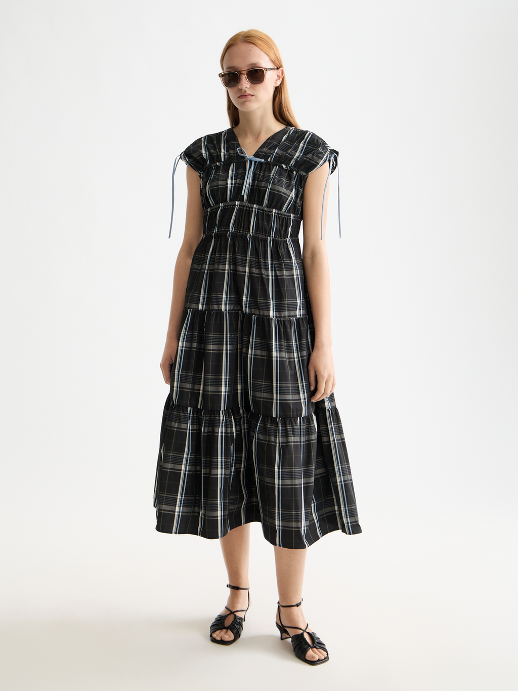 Gathered Taffeta midi dress