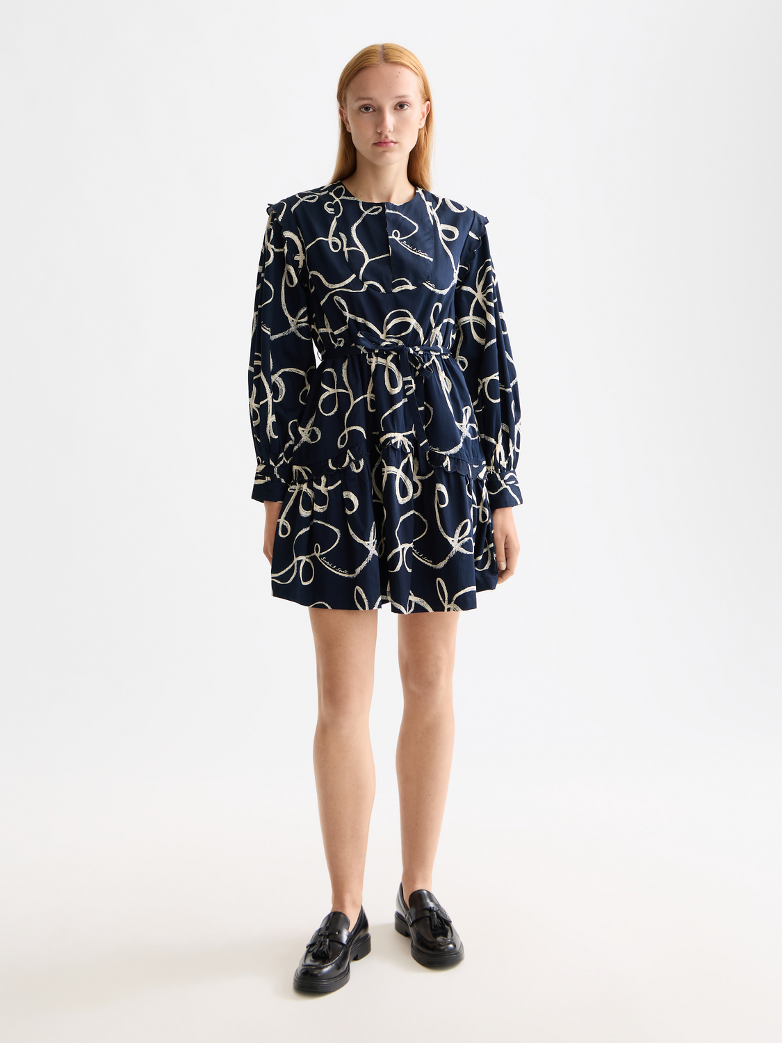 Scallop trim mini dress