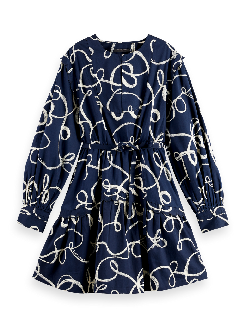 Scallop trim mini dress