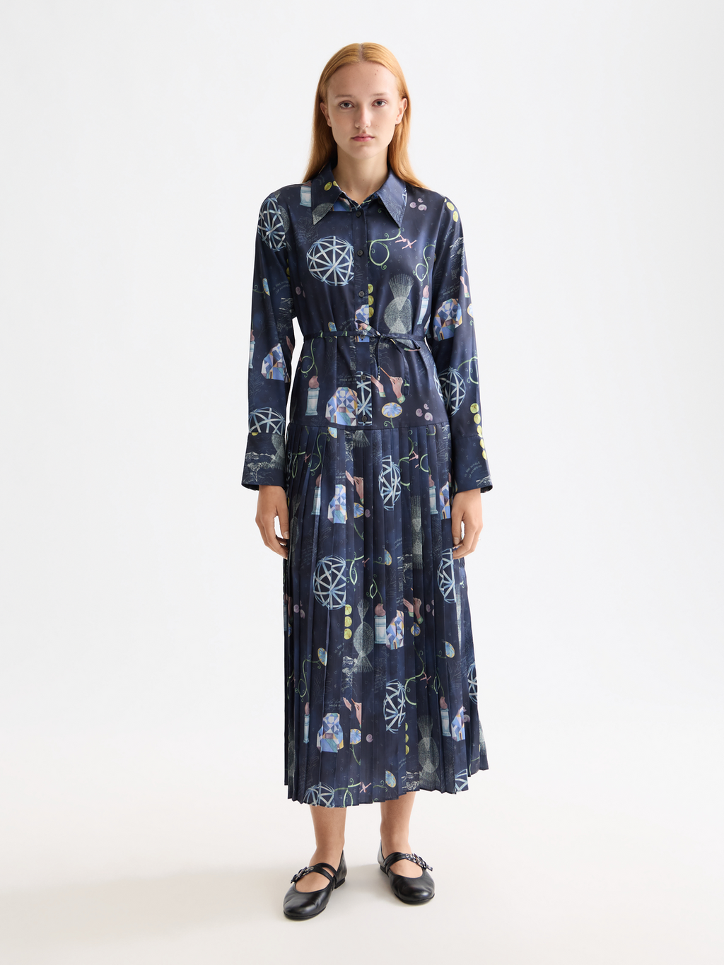 Belted shirt midi dress