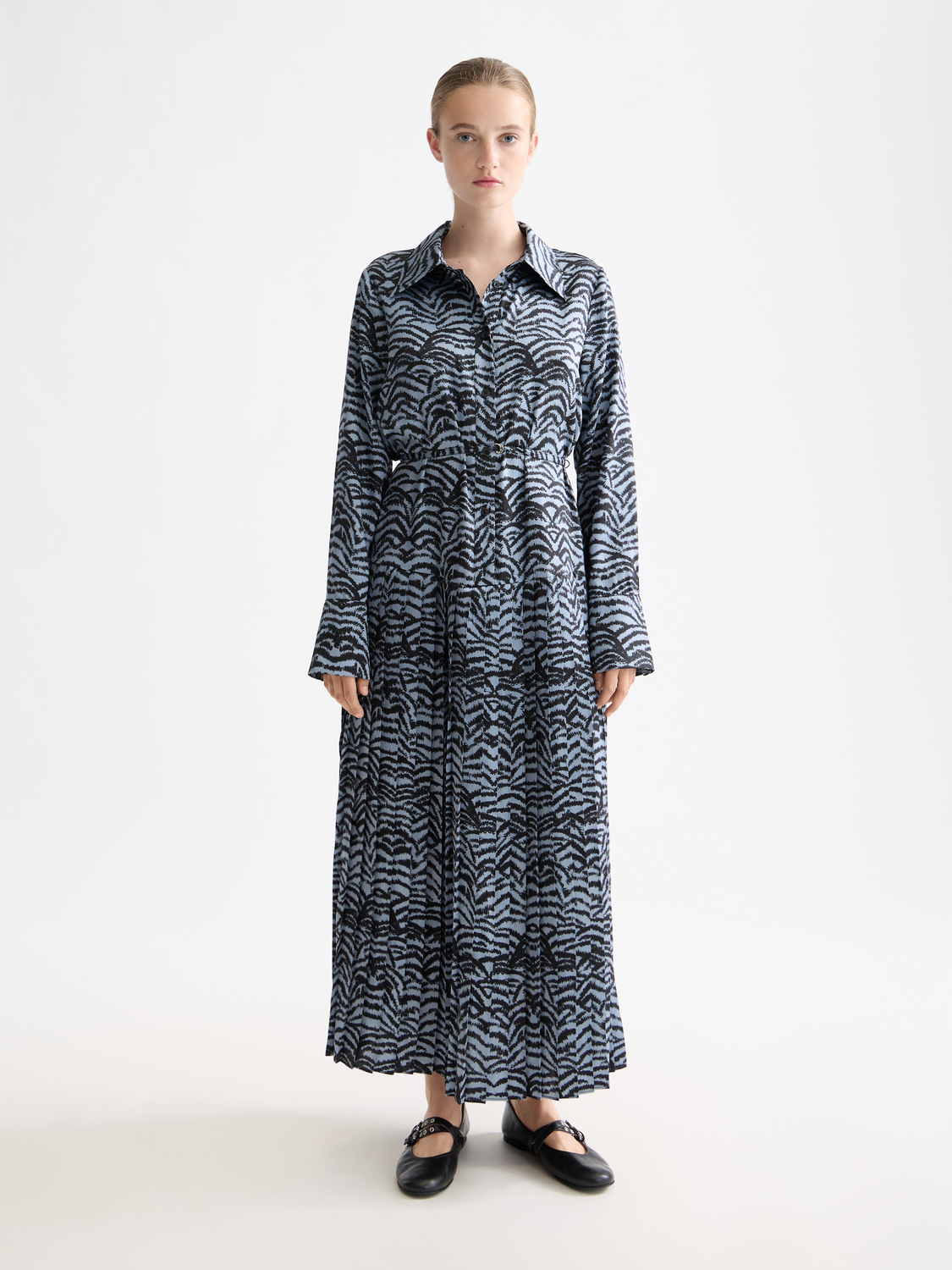 Belted shirt midi dress