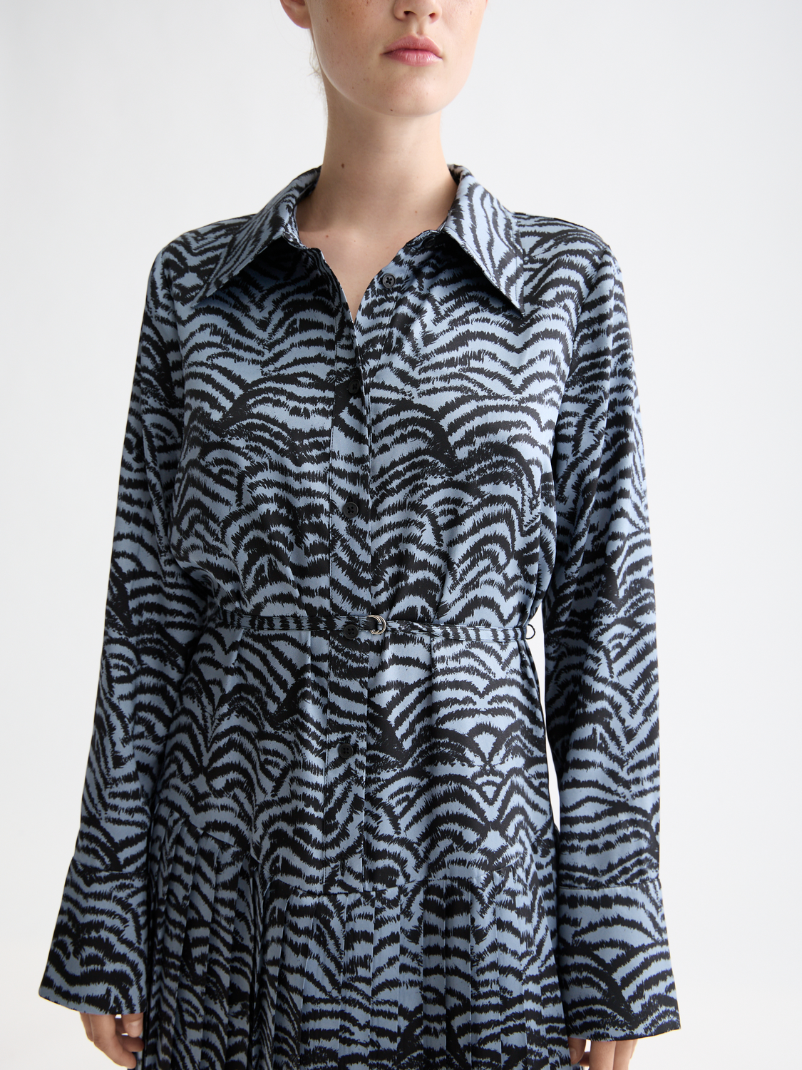 Belted shirt midi dress