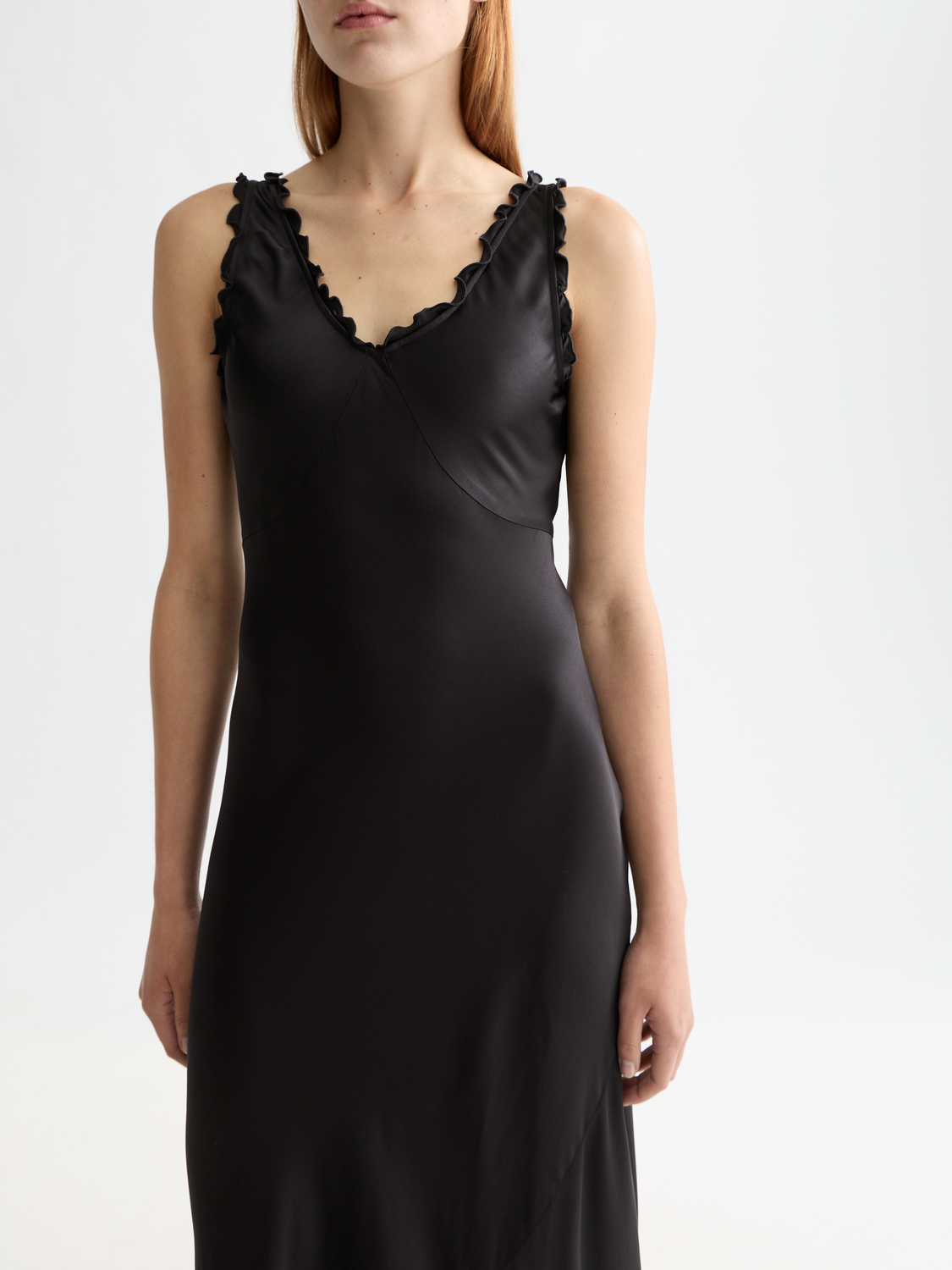 Maxi Slip dress with ruffled edges