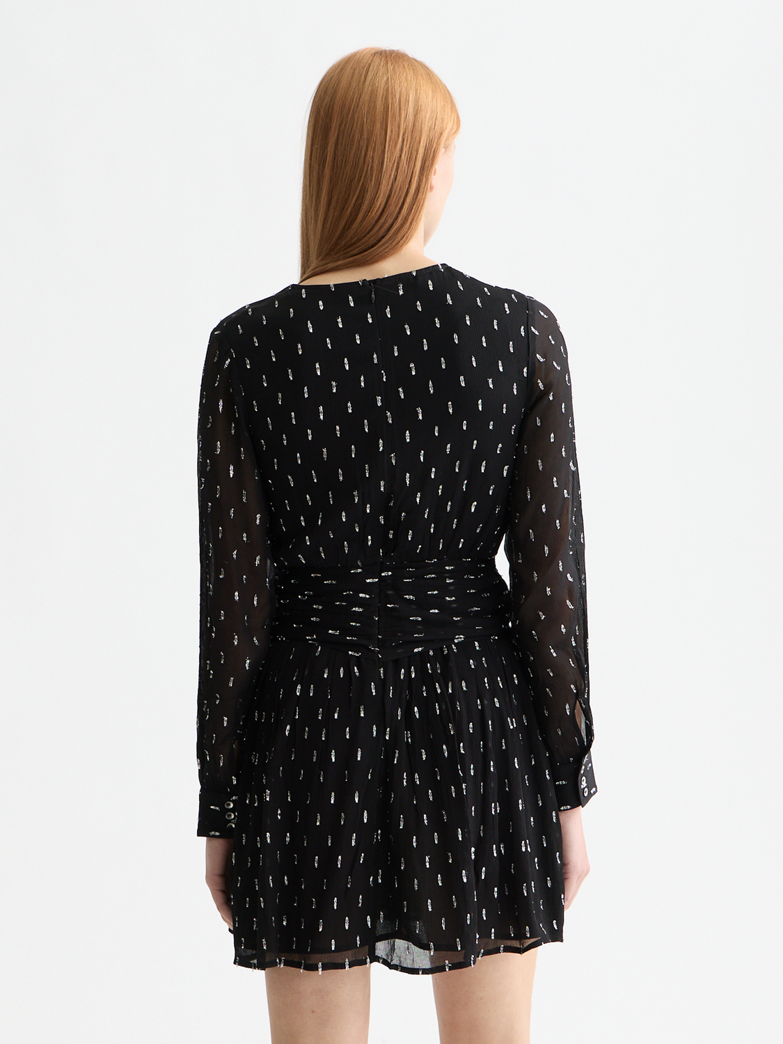 Long sleeve mini dress with draped front