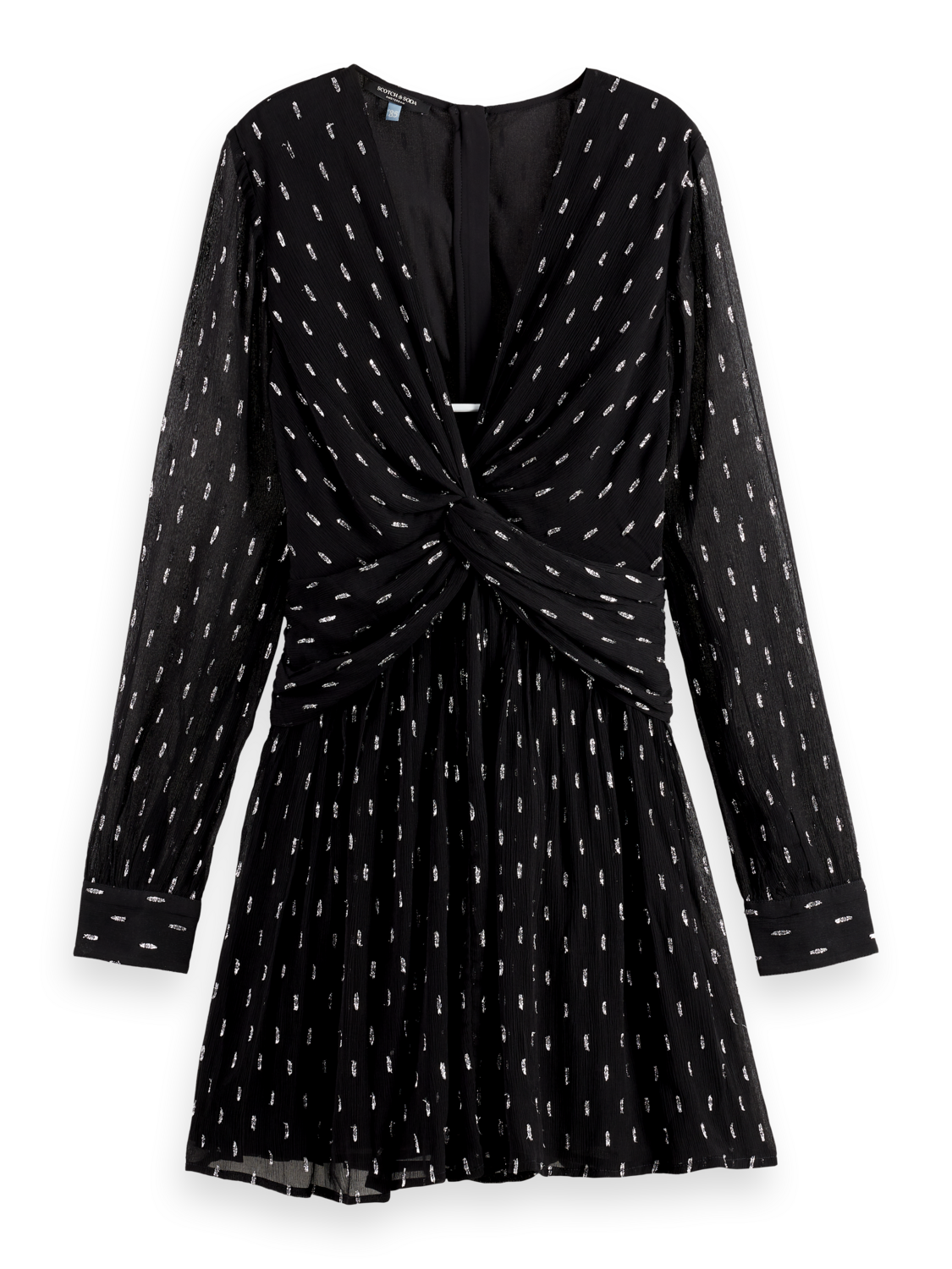 Long sleeve mini dress with draped front