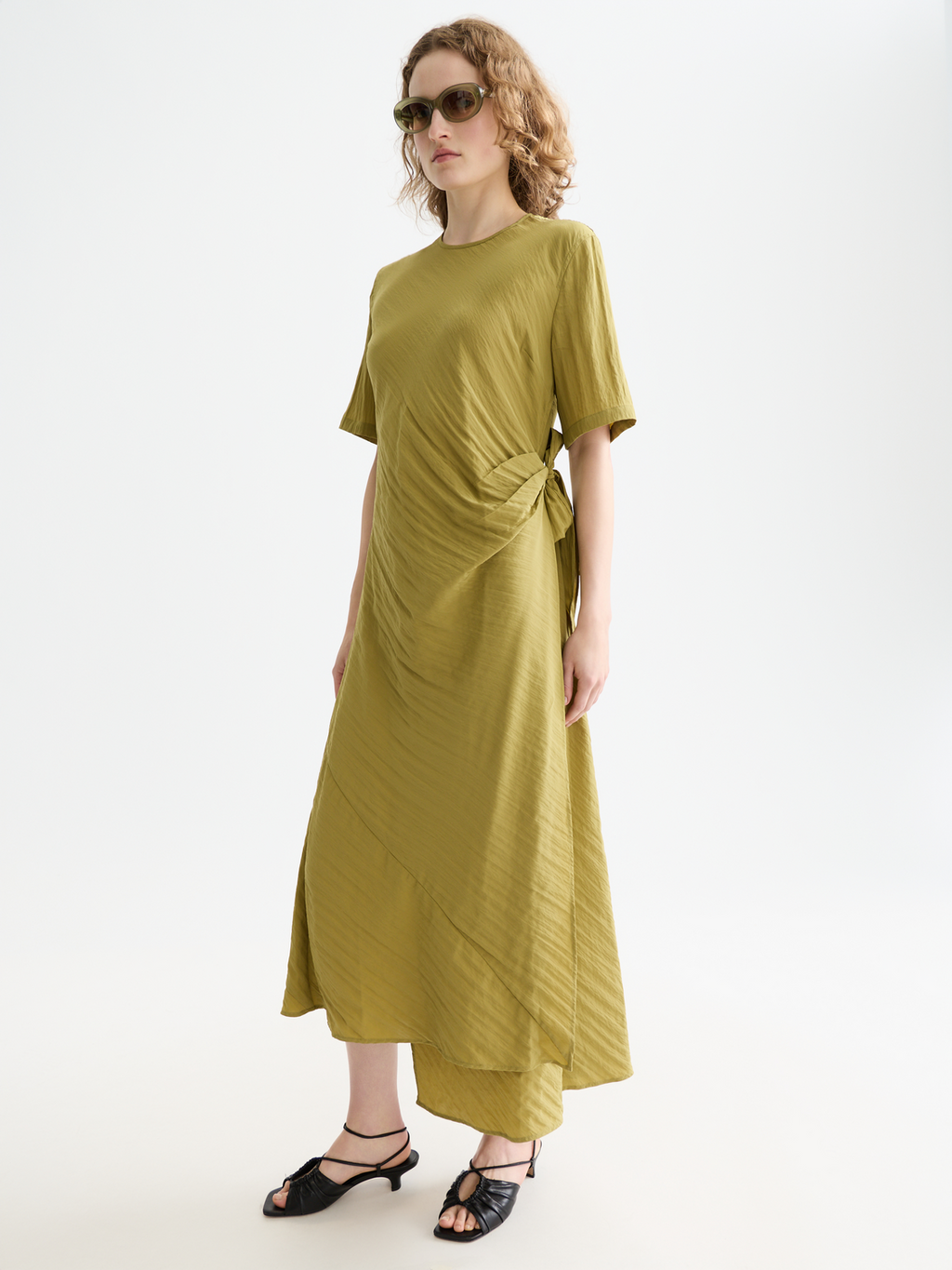 Tie wrap midi dress
