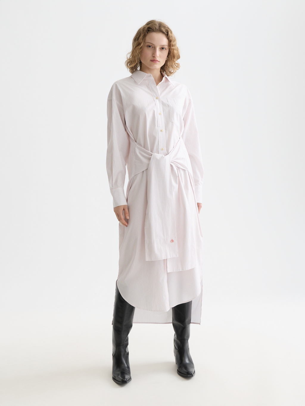 Relaxed-fit tie shirt dress