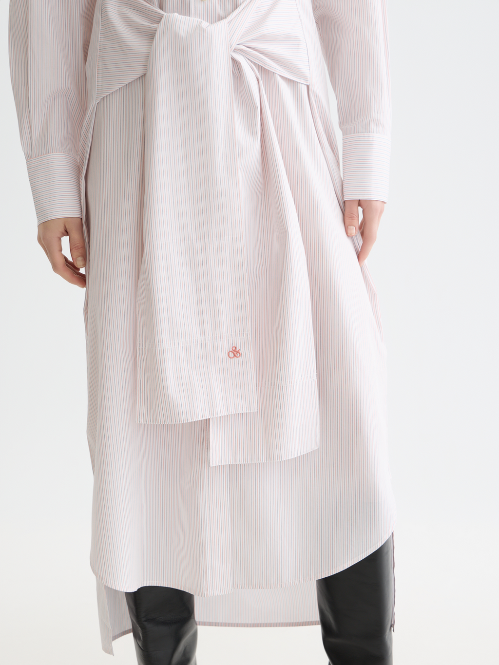 Relaxed-fit tie shirt dress
