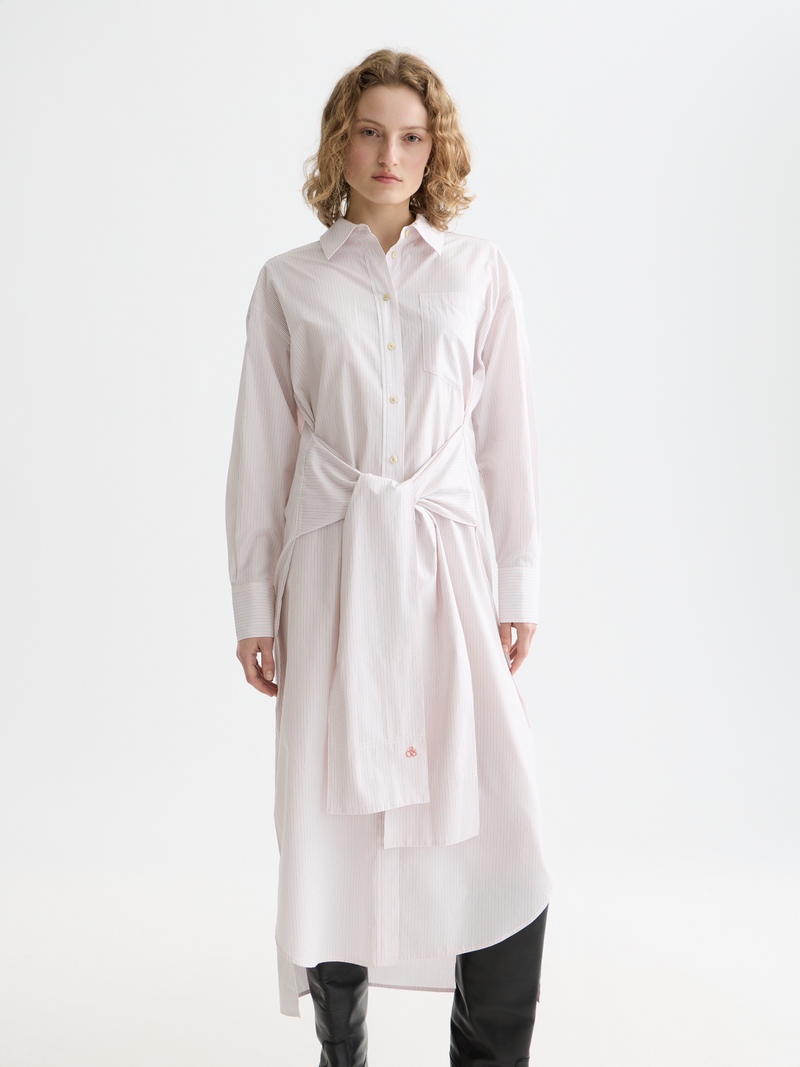 Relaxed-fit tie shirt dress