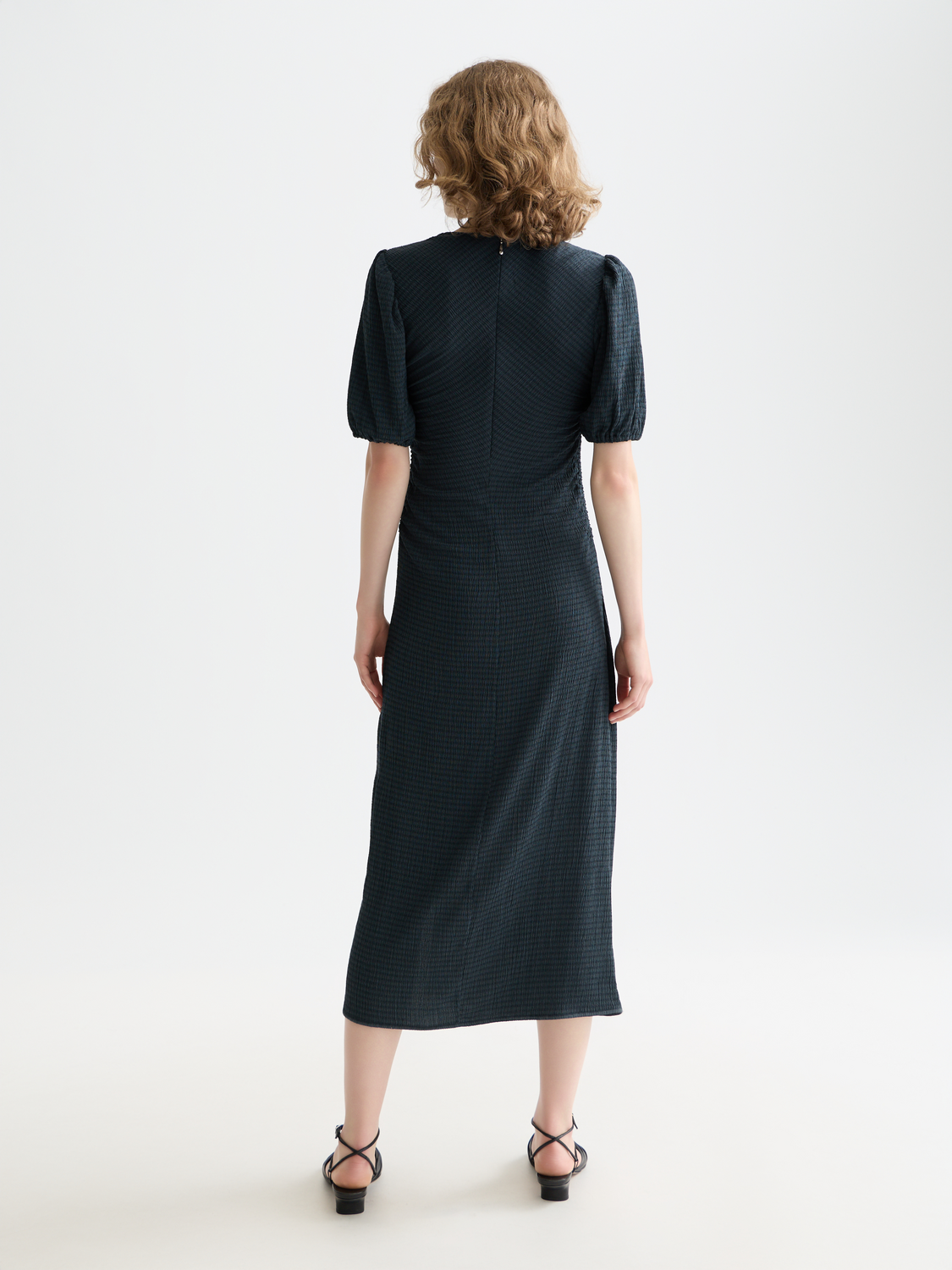 Open structured jersey midi dress