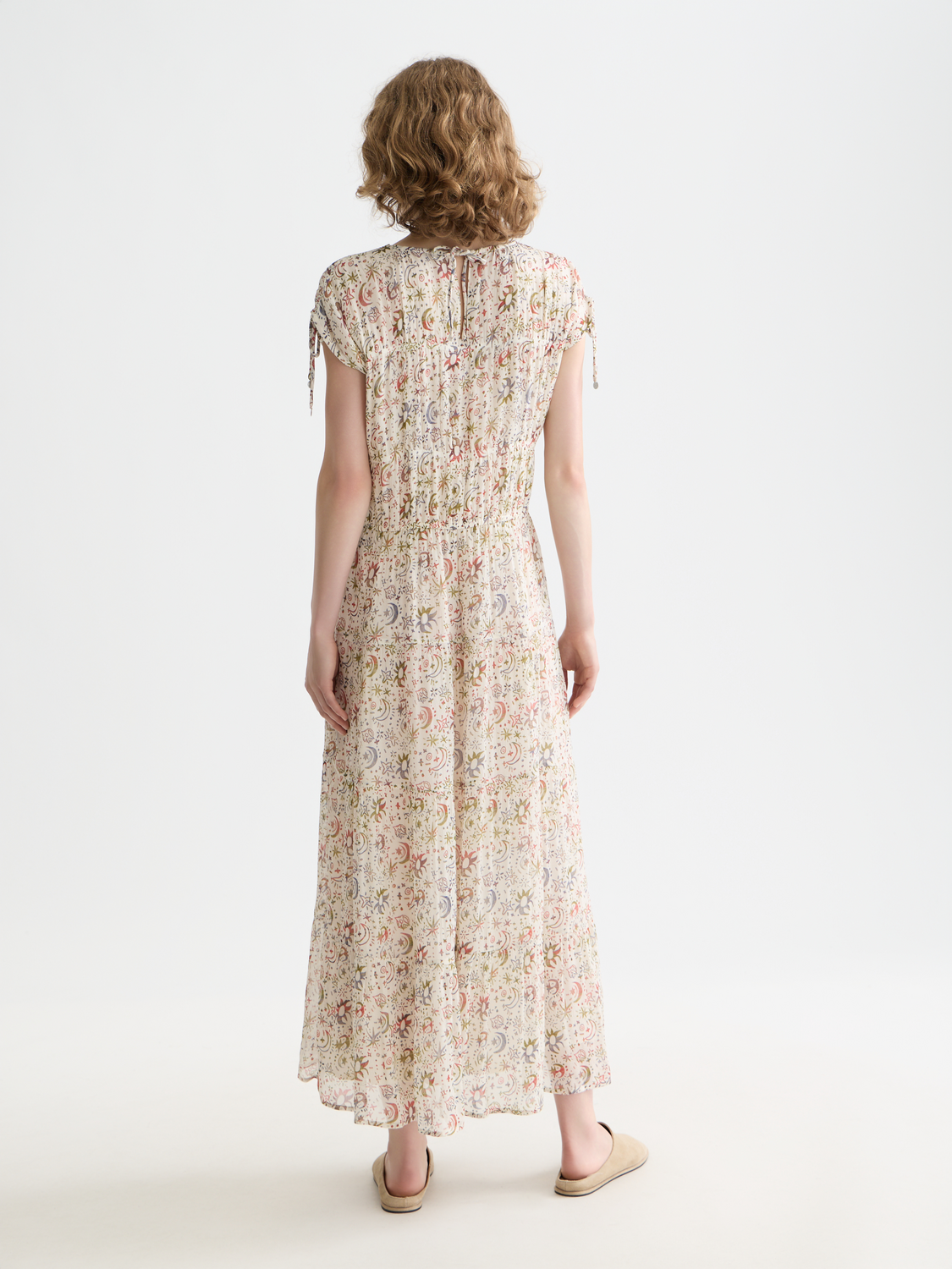 Gathered with ties midi dress