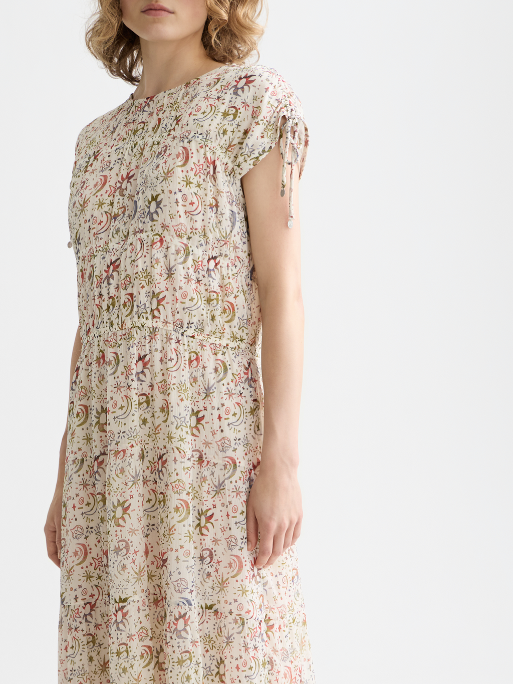 Gathered with ties midi dress